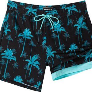 Mens Swim Trunks with Compression Liner 5" Swim Shorts Quick Dry Bathing Suit Sw